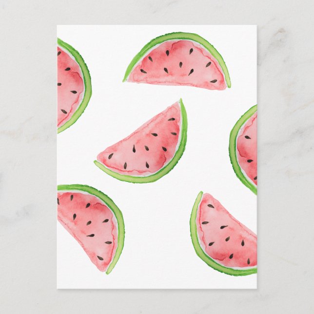 watercolor watermelon slices postcard (Front)