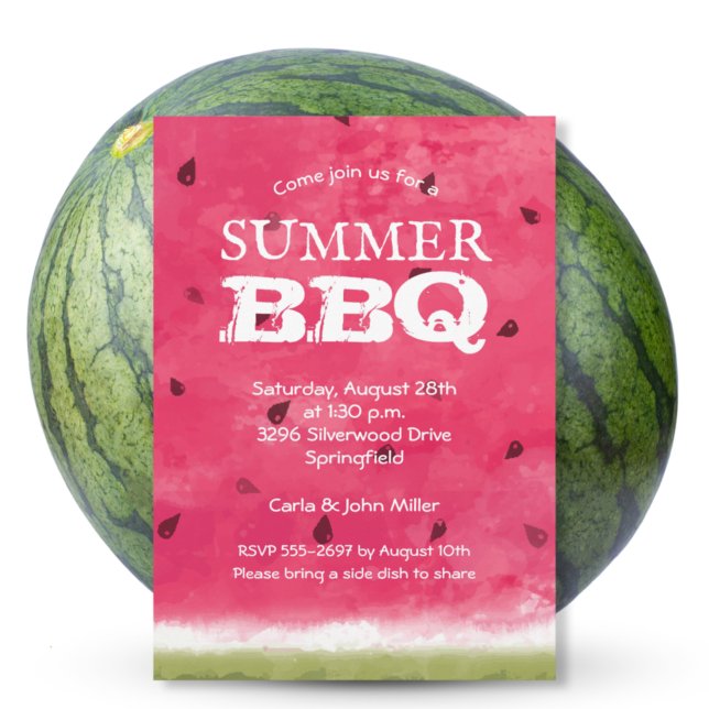 Watercolor Watermelon Summer BBQ Cookout Invites (Creator Uploaded)