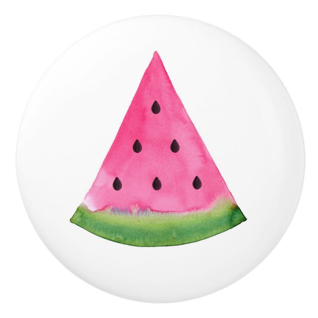 Watercolor Watermelon Wedge  Ceramic Knob (Front)