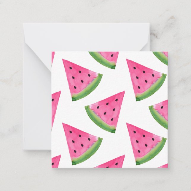 Watercolor Watermelon Wedge Pattern Card (Front)
