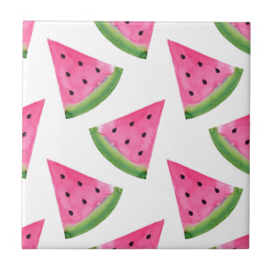 Watercolor Watermelon Wedge Pattern Tile