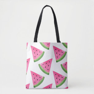 Watercolor Watermelon Wedge Pattern Tote Bag