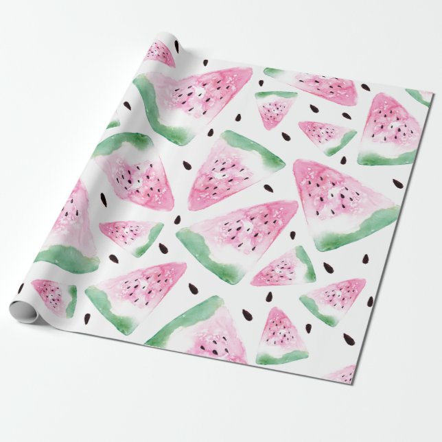 Watercolor Watermelon Wrapping Paper (Unrolled)