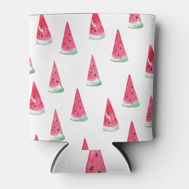 Watercolor watermelons, seamless summer pattern. can cooler (Front)
