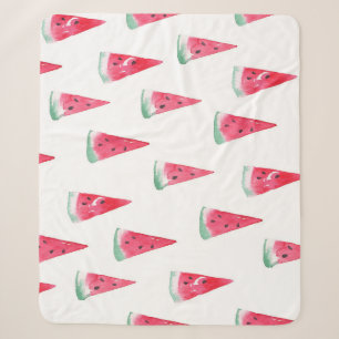Watercolor watermelons, seamless summer pattern. sherpa blanket