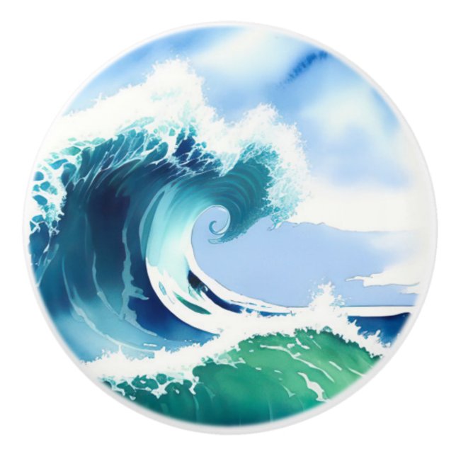Watercolor Wave Ceramic Knob (Front)