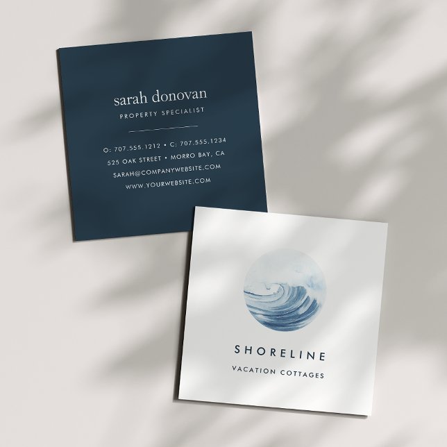 Watercolor Wave Logo Square Business Card (Creator Uploaded)