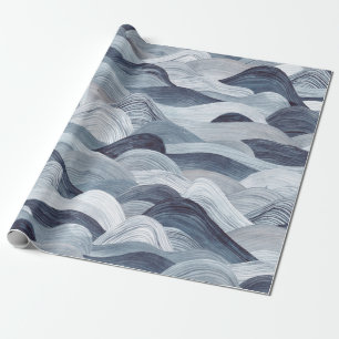 Watercolor wave pattern. Seamless background. Gray Wrapping Paper