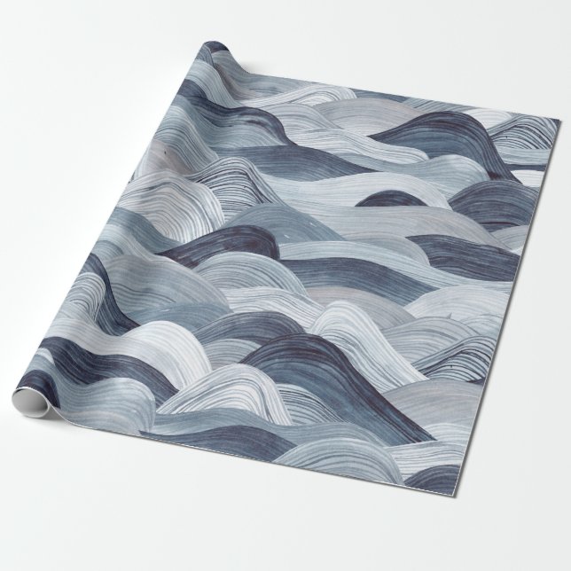 Watercolor wave pattern. Seamless background. Gray Wrapping Paper (Unrolled)