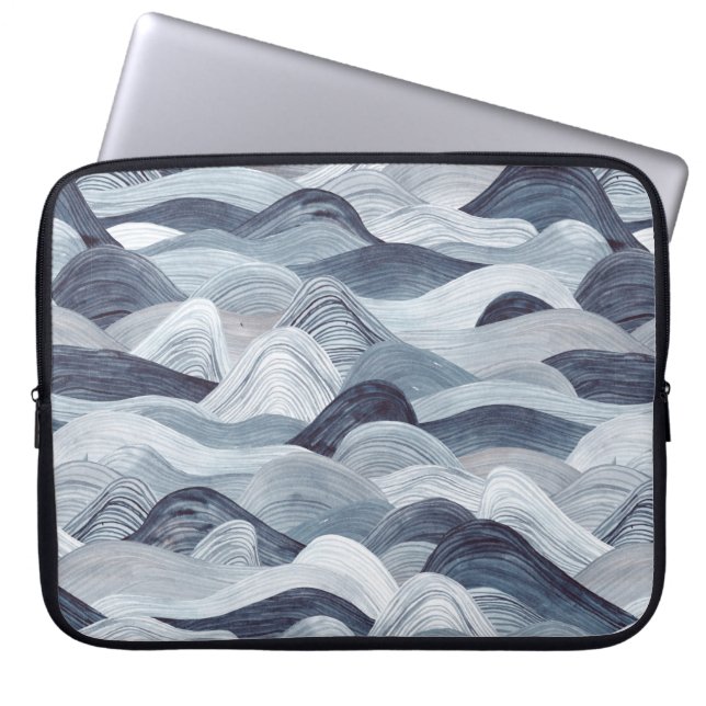Watercolor wave pattern. Seamless background. Grey Laptop Sleeve (Front)