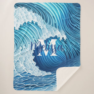 Watercolor Wave Sherpa Blanket