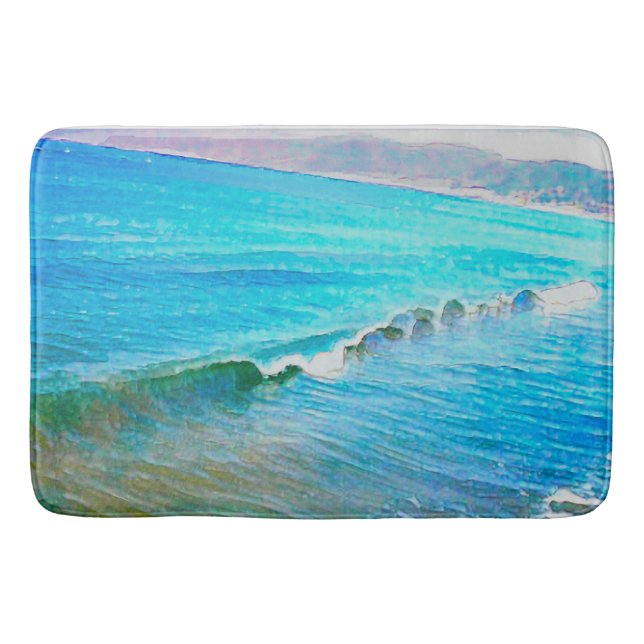 Watercolor Waves  Bath Mat (Front)