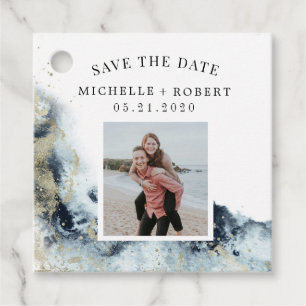 watercolor waves coastal save the date photo  favour tags