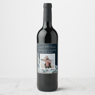 watercolor waves coastal save the date photo wine label
