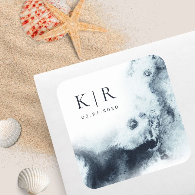 Watercolor Waves Elegant Wedding Sticker (Creator Uploaded)