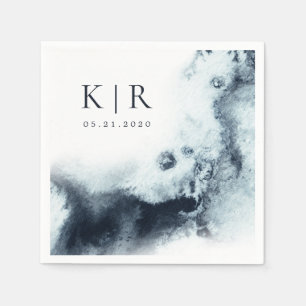 Watercolor Waves Minimalistic Paper Napkin