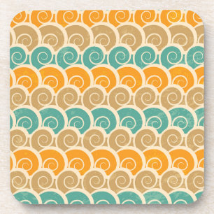 Watercolor Waves Pattern Coaster