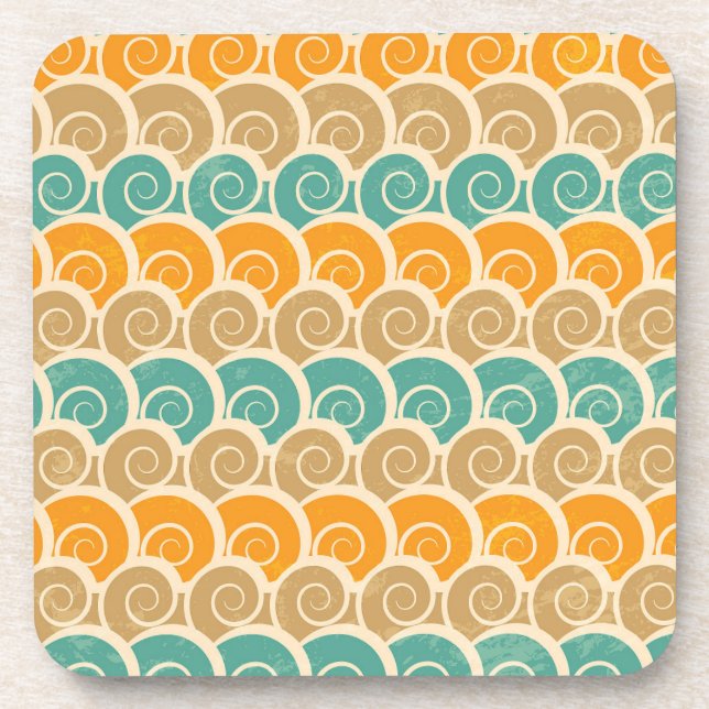 Watercolor Waves Pattern Coaster (Front)