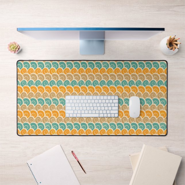Watercolor Waves Pattern Desk Mat (Office 1)