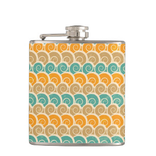 Watercolor Waves Pattern Hip Flask