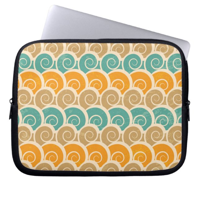 Watercolor Waves Pattern Laptop Sleeve (Front)