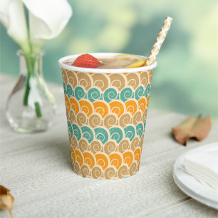 Watercolor Waves Pattern Paper Cups