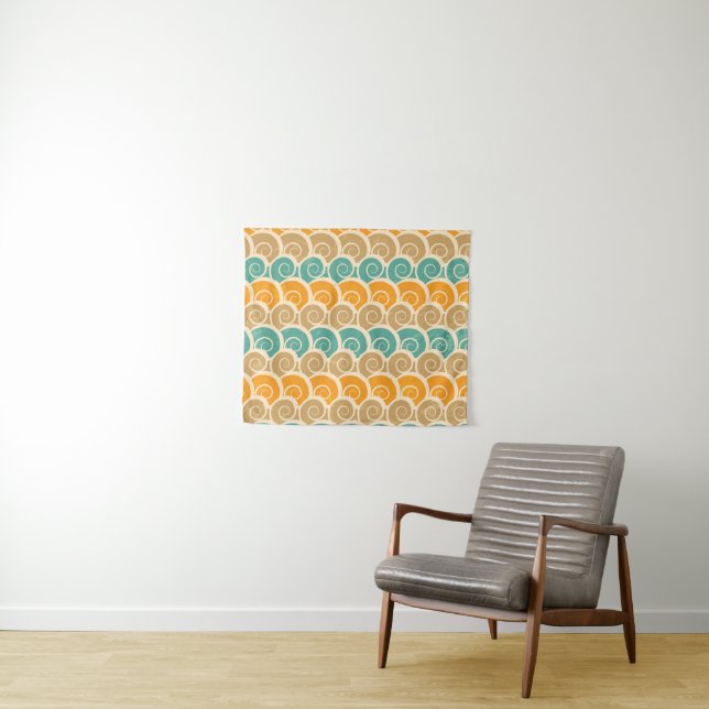 Watercolor Waves Pattern Tapestry (In Situ (Horizontal))