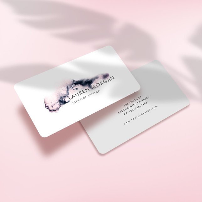 Watercolor Waves Purple Minimalistic Business Card (Creator Uploaded)