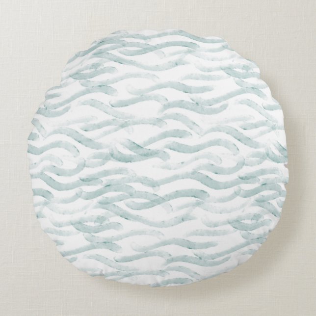 Watercolor Waves Round Cushion (Front)