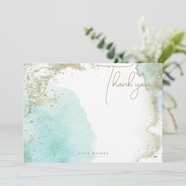 Watercolor Waves Sand Pastel Stationery Note Card (Standing Front)