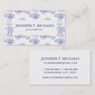 Watercolor Waves & Ships Pattern Business Card