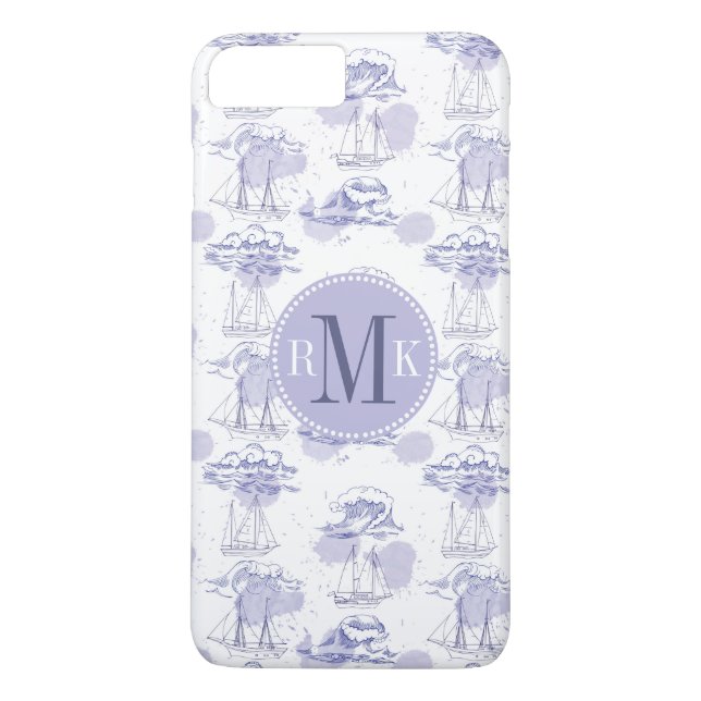 Watercolor Waves & Ships Pattern Case-Mate iPhone Case (Back)