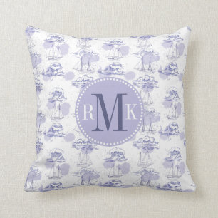 Watercolor Waves & Ships Pattern Cushion