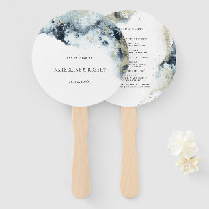 Watercolor Waves Wedding Program Hand Fan