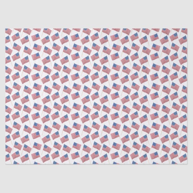 Watercolor Waving USA Flag Repeat Pattern Tissue Paper (Front)