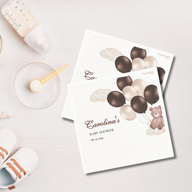 Watercolor we can bearly wait baby shower boy napkin (Creator Uploaded)