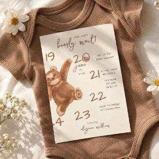 Watercolor We Can Bearly Wait Boy Baby Shower Invitation