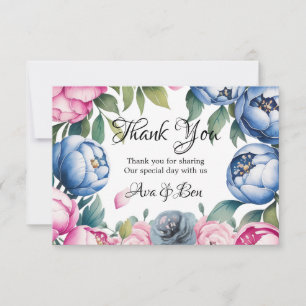 Watercolor Wedding Arch Pink and Blue  Thank You Card
