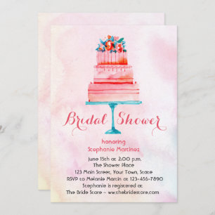 Watercolor Wedding Cake Bridal Shower Invitation