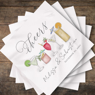 Watercolor Wedding Cocktails Personalised Napkin