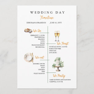 Watercolor Wedding day Timeline Flat Program Programme