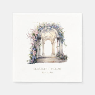 Watercolor Wedding Floral Arch Personalised Napkin