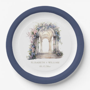Watercolor Wedding Floral Arch Personalised Paper Plate