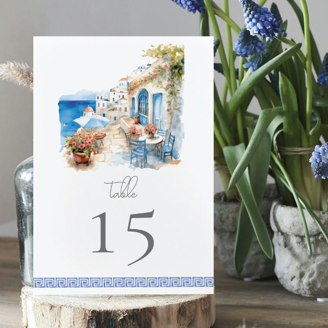 Watercolor Wedding Greece  Table Number (Creator Uploaded)