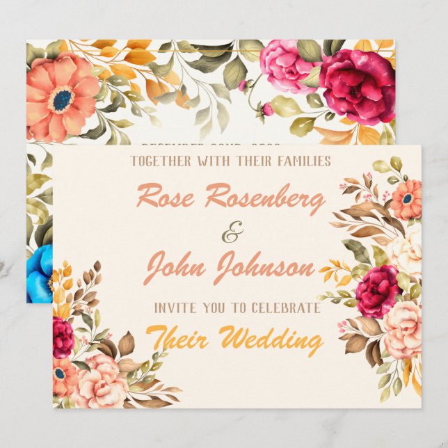 Watercolor Wedding Invitation (Front/Back)