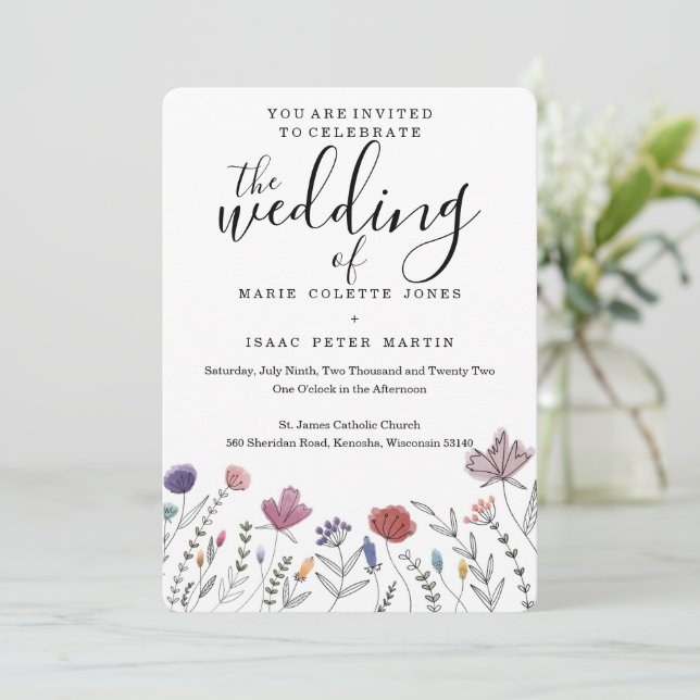 Watercolor Wedding Invitation (Standing Front)