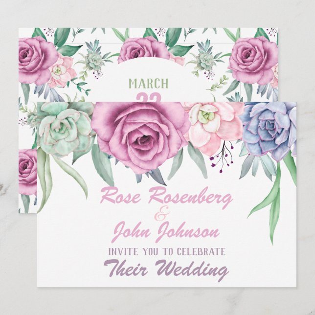 Watercolor Wedding Invitation (Front/Back)