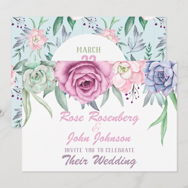 Watercolor Wedding Invitation (Front/Back)