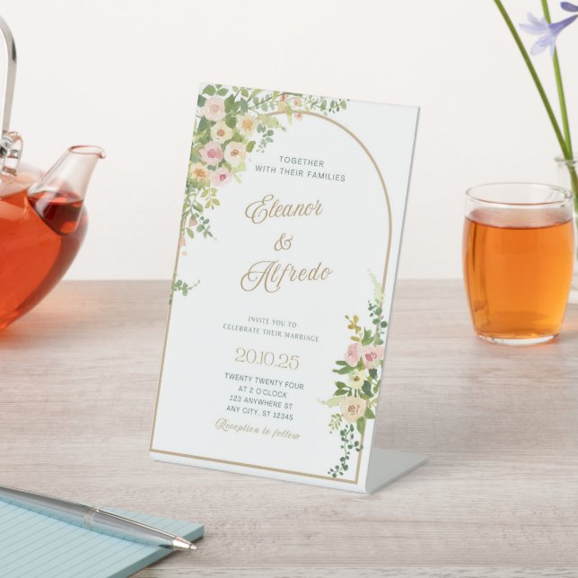 Watercolor Wedding Invitation Pedestal Sign (In SItu)