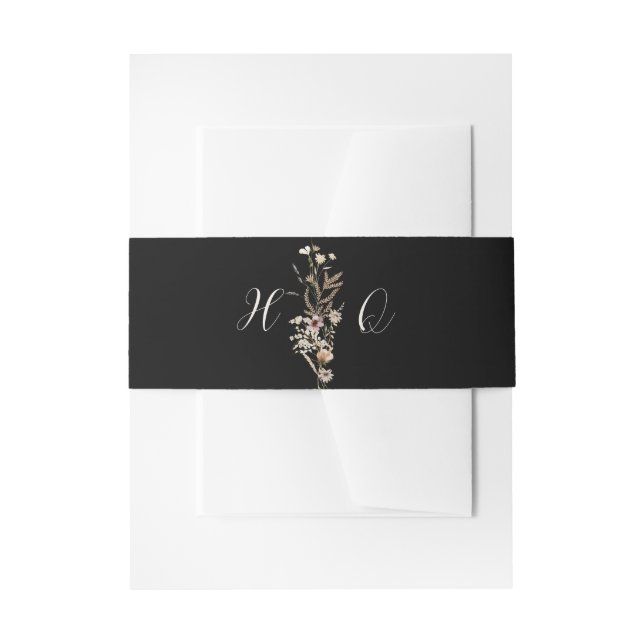Watercolor Wedding Monogram Invitation Belly Band (Front Example)